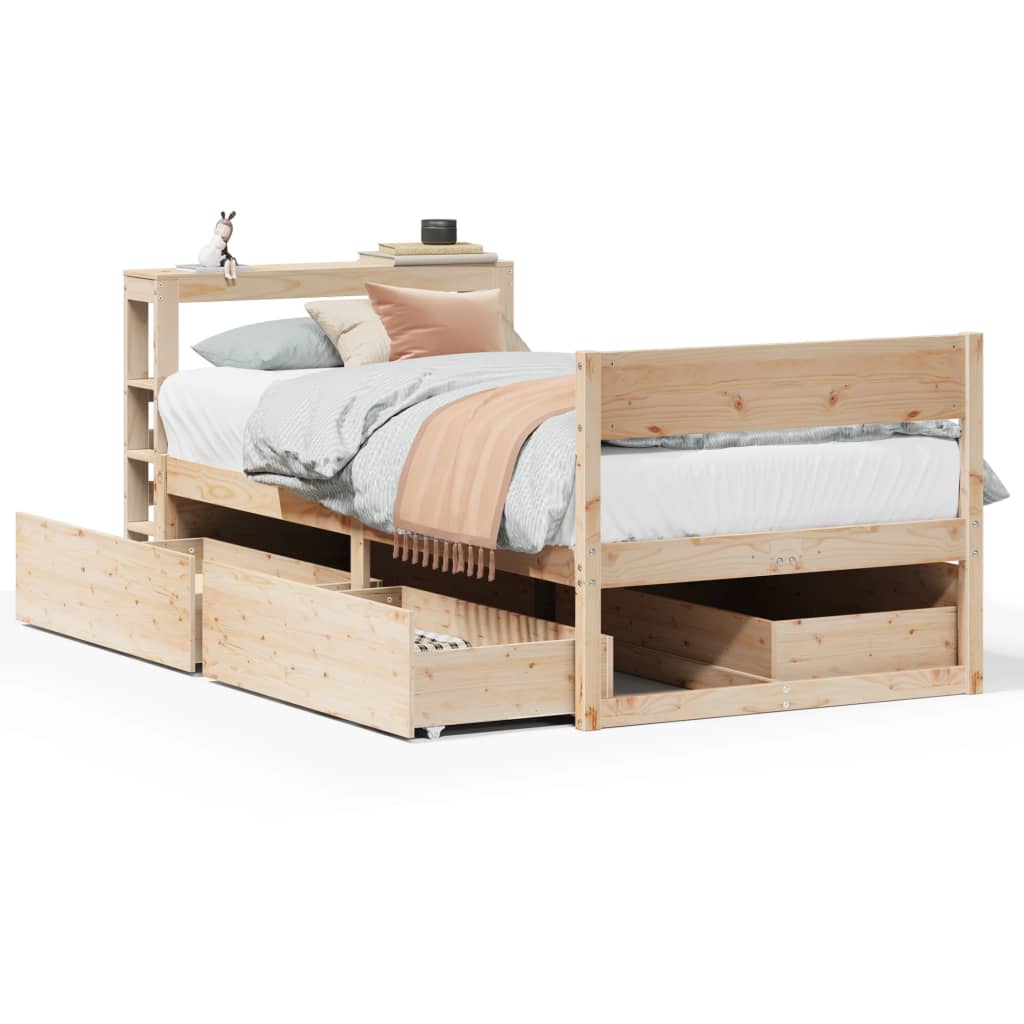 sengeramme uden madras 75x190 cm massivt fyrretræ