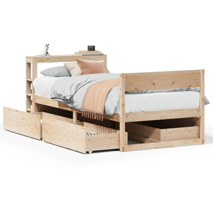sengeramme uden madras 75x190 cm massivt fyrretræ