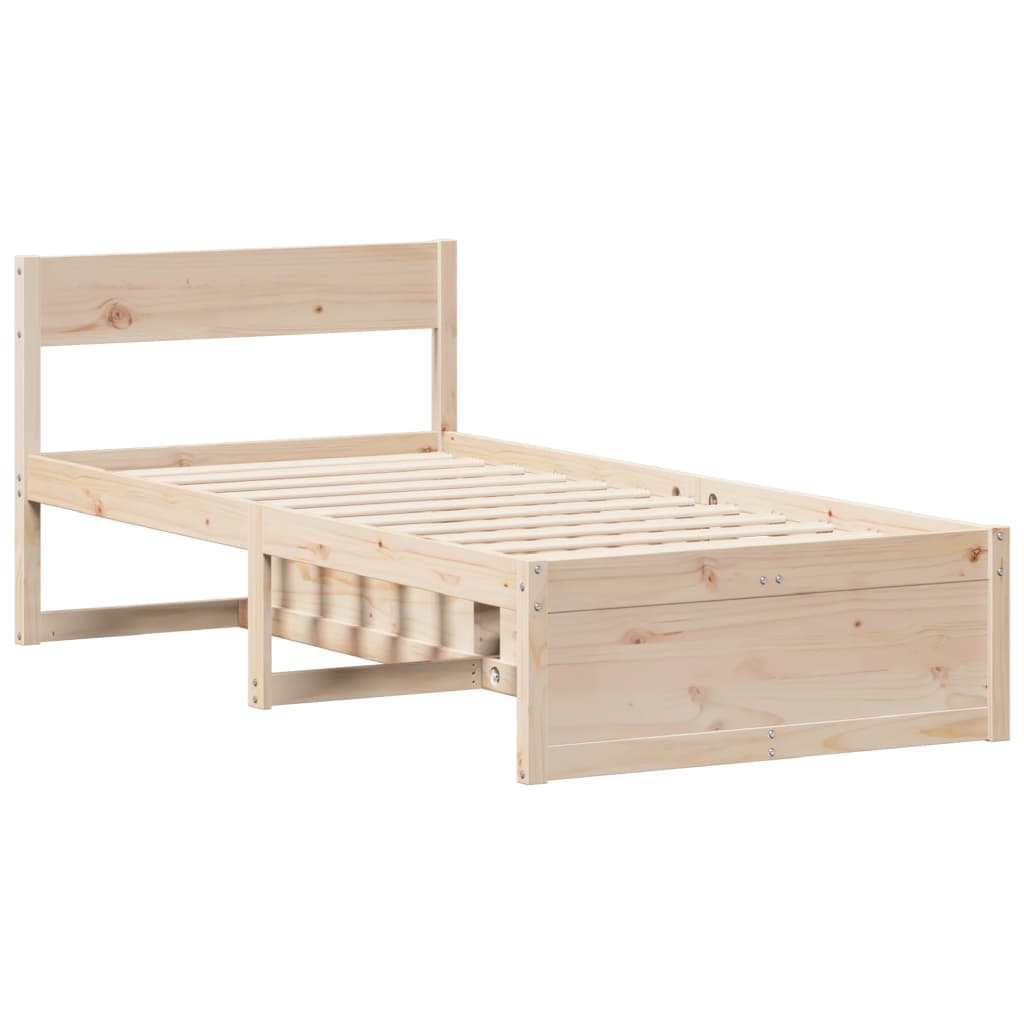 sengeramme uden madras 75x190 cm massivt fyrretræ