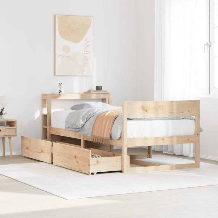 sengeramme uden madras 75x190 cm massivt fyrretræ