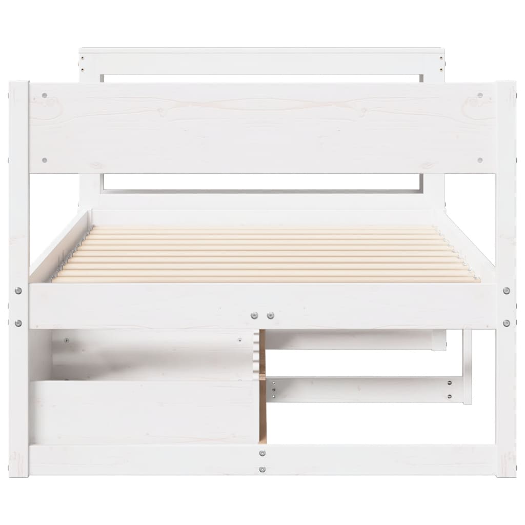 sengeramme uden madras 75x190 cm massivt fyrretræ hvid
