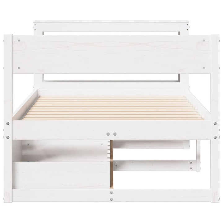 sengeramme uden madras 75x190 cm massivt fyrretræ hvid