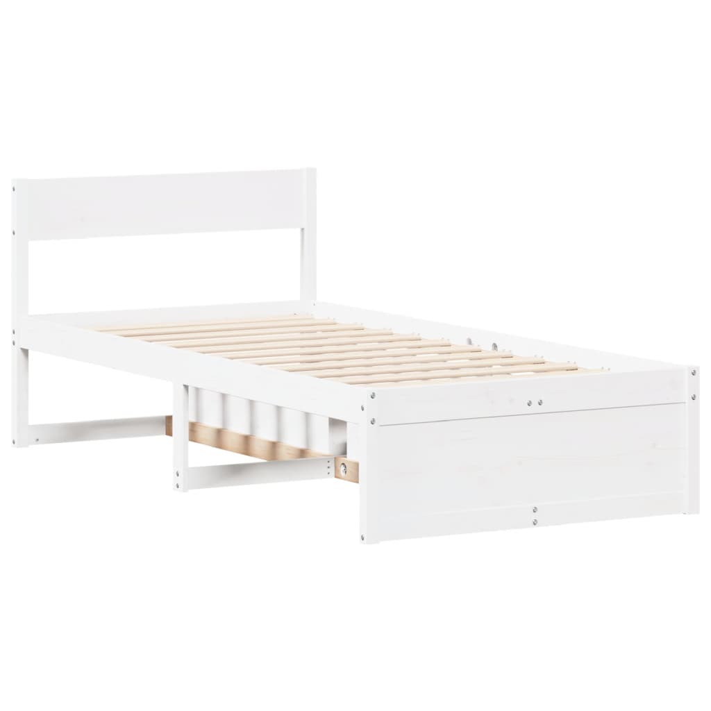 sengeramme uden madras 75x190 cm massivt fyrretræ hvid