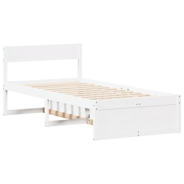 sengeramme uden madras 75x190 cm massivt fyrretræ hvid