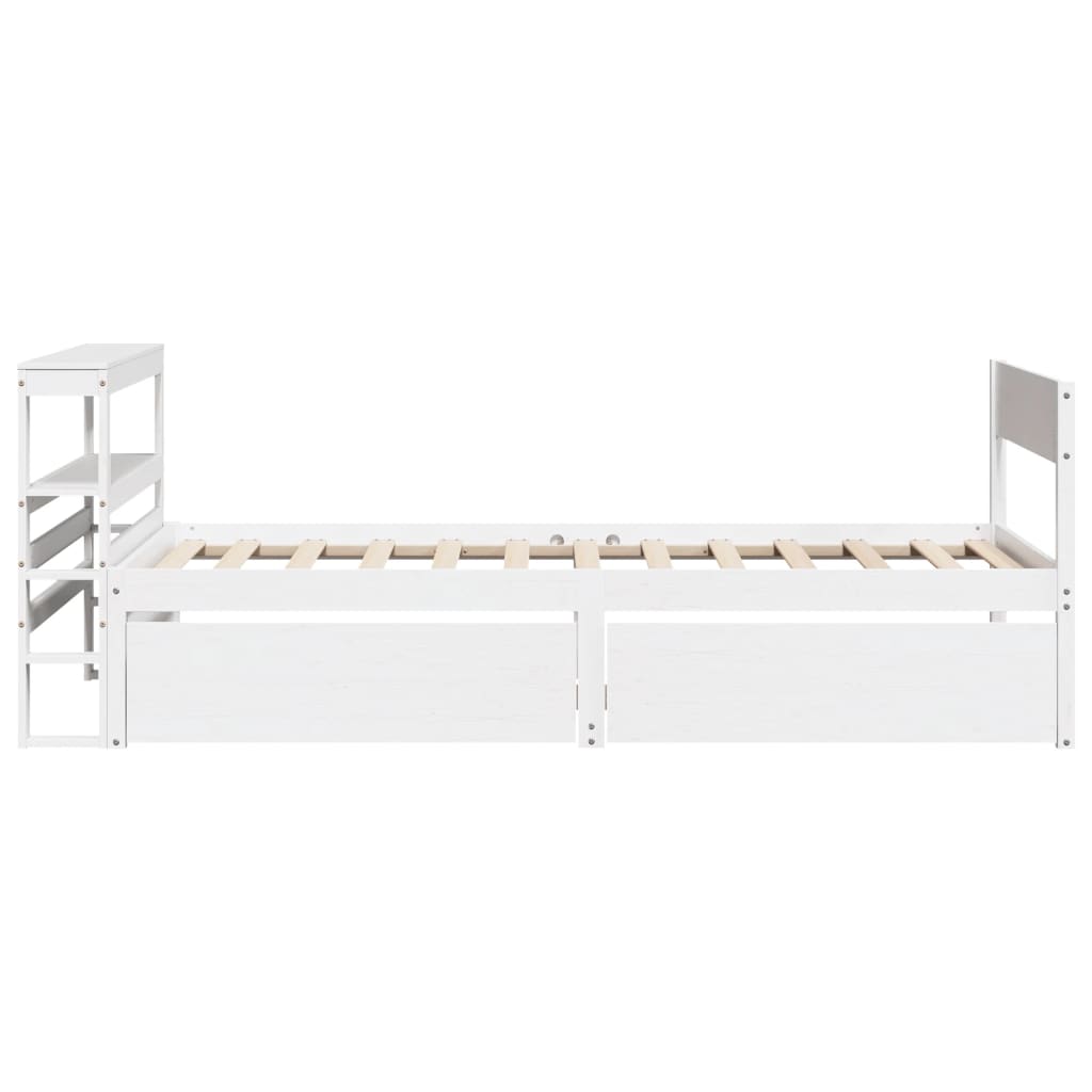 sengeramme uden madras 75x190 cm massivt fyrretræ hvid