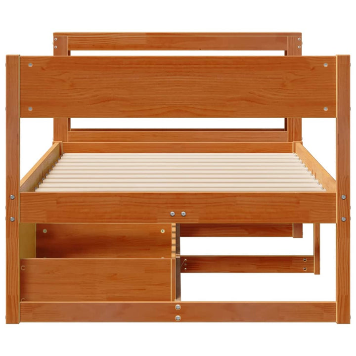 sengeramme uden madras 75x190 cm massivt fyrretræ gyldenbrun