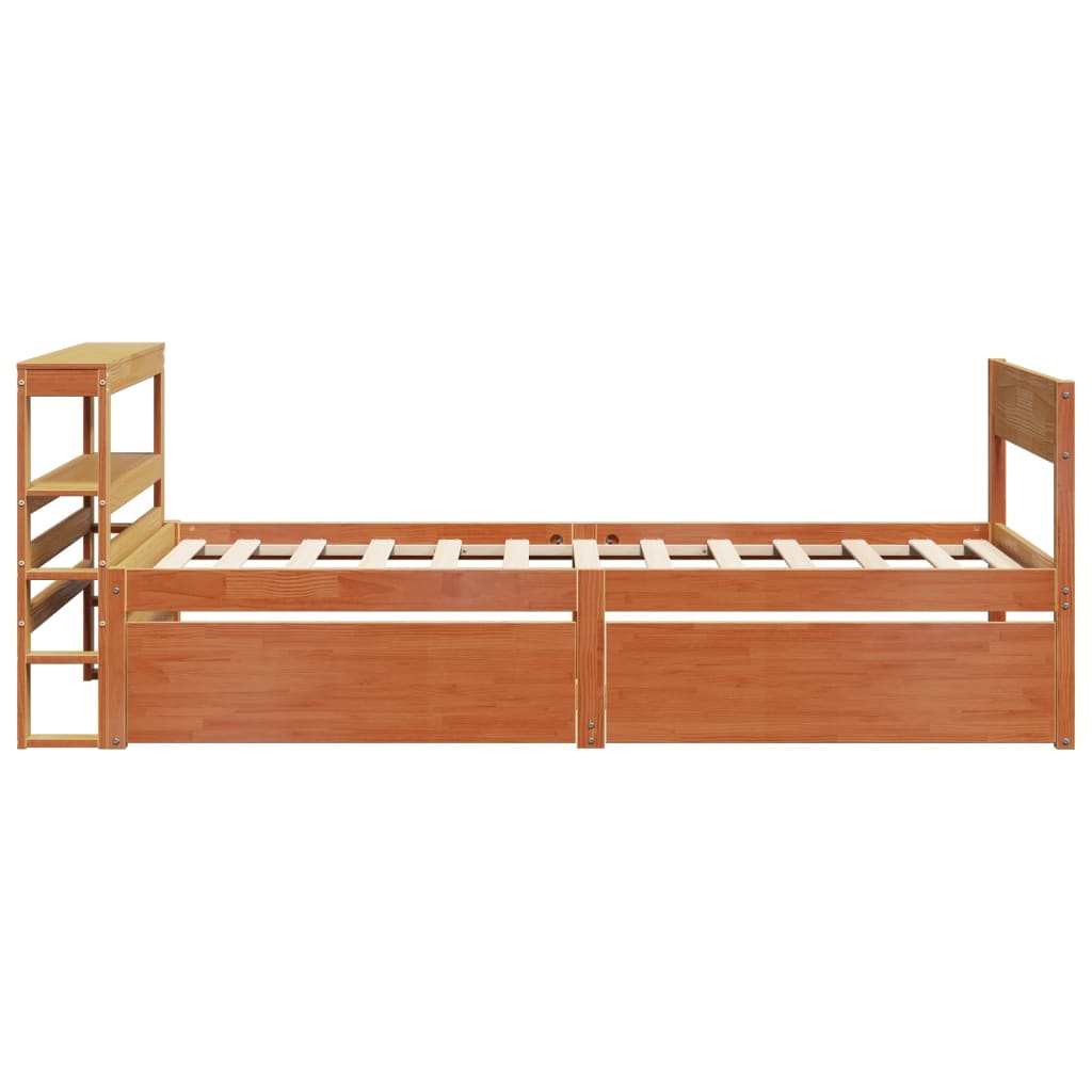 sengeramme uden madras 75x190 cm massivt fyrretræ gyldenbrun