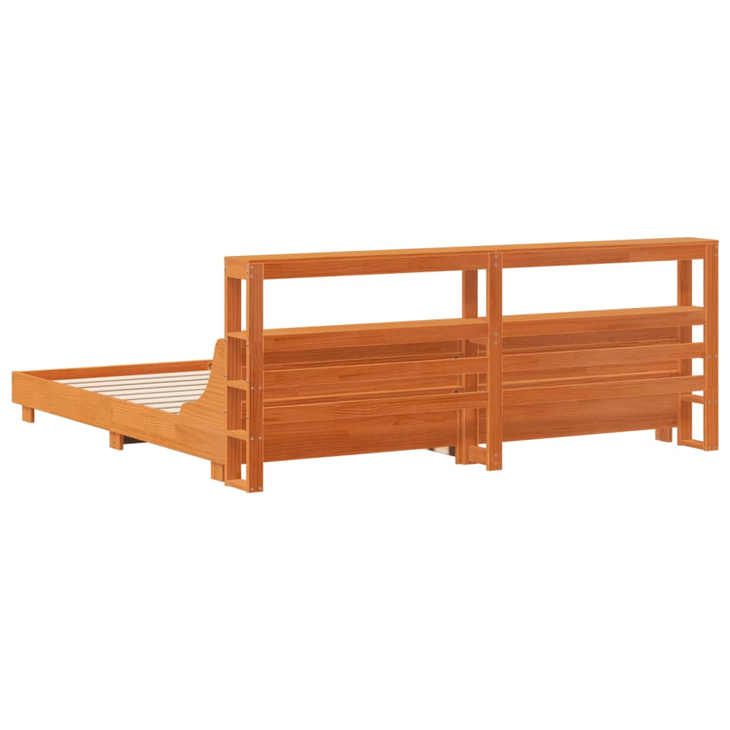 sengeramme uden madras 200x200 cm massivt fyrretræ gyldenbrun