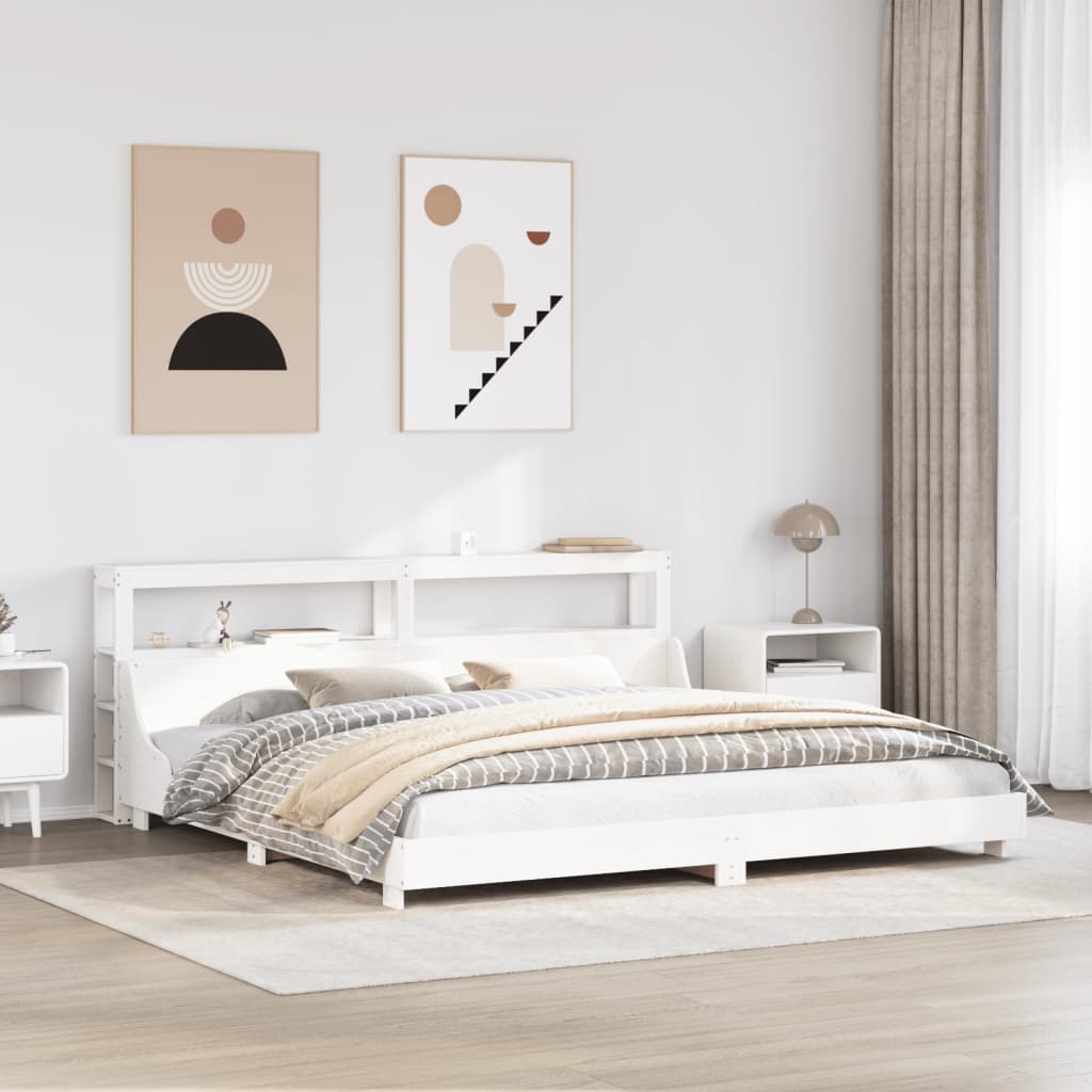 sengeramme uden madras 180x200 cm massivt fyrretræ hvid