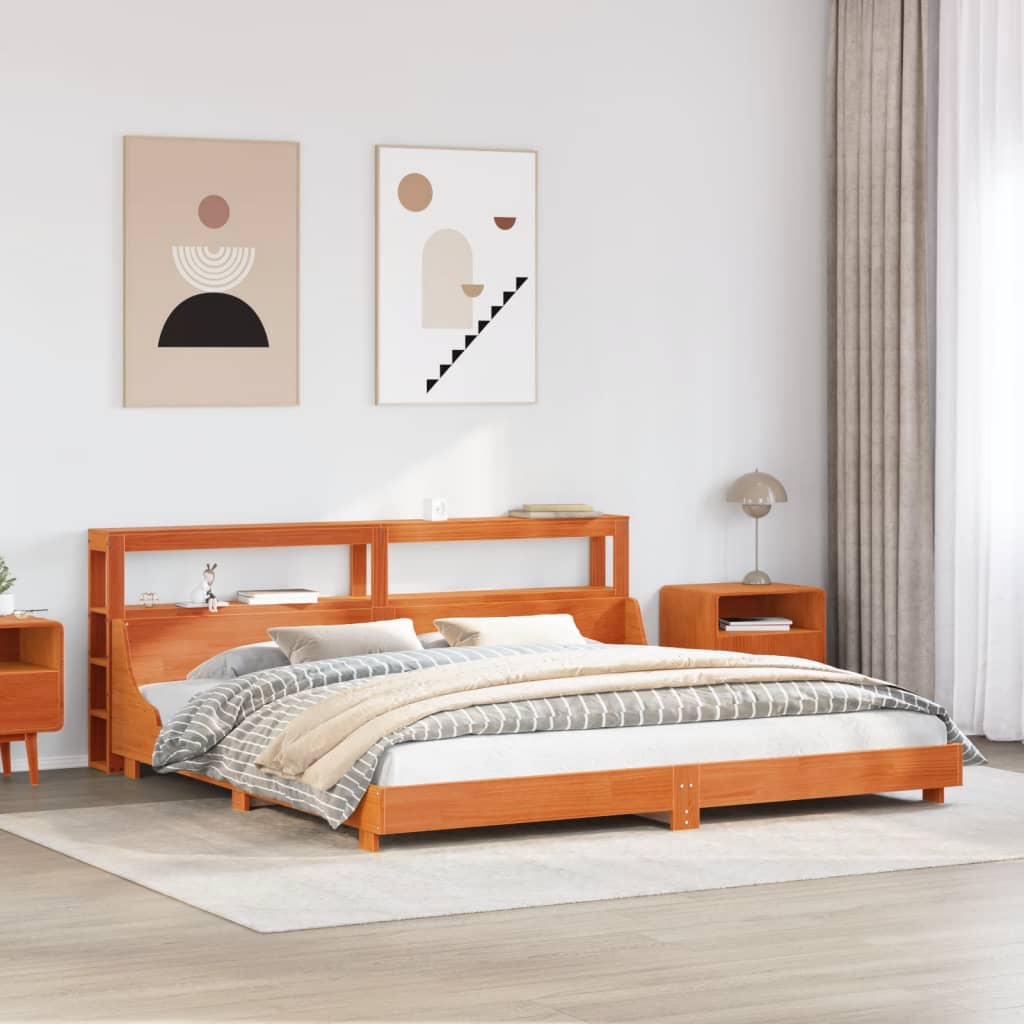 sengeramme uden madras 180x200 cm massivt fyrretræ gyldenbrun