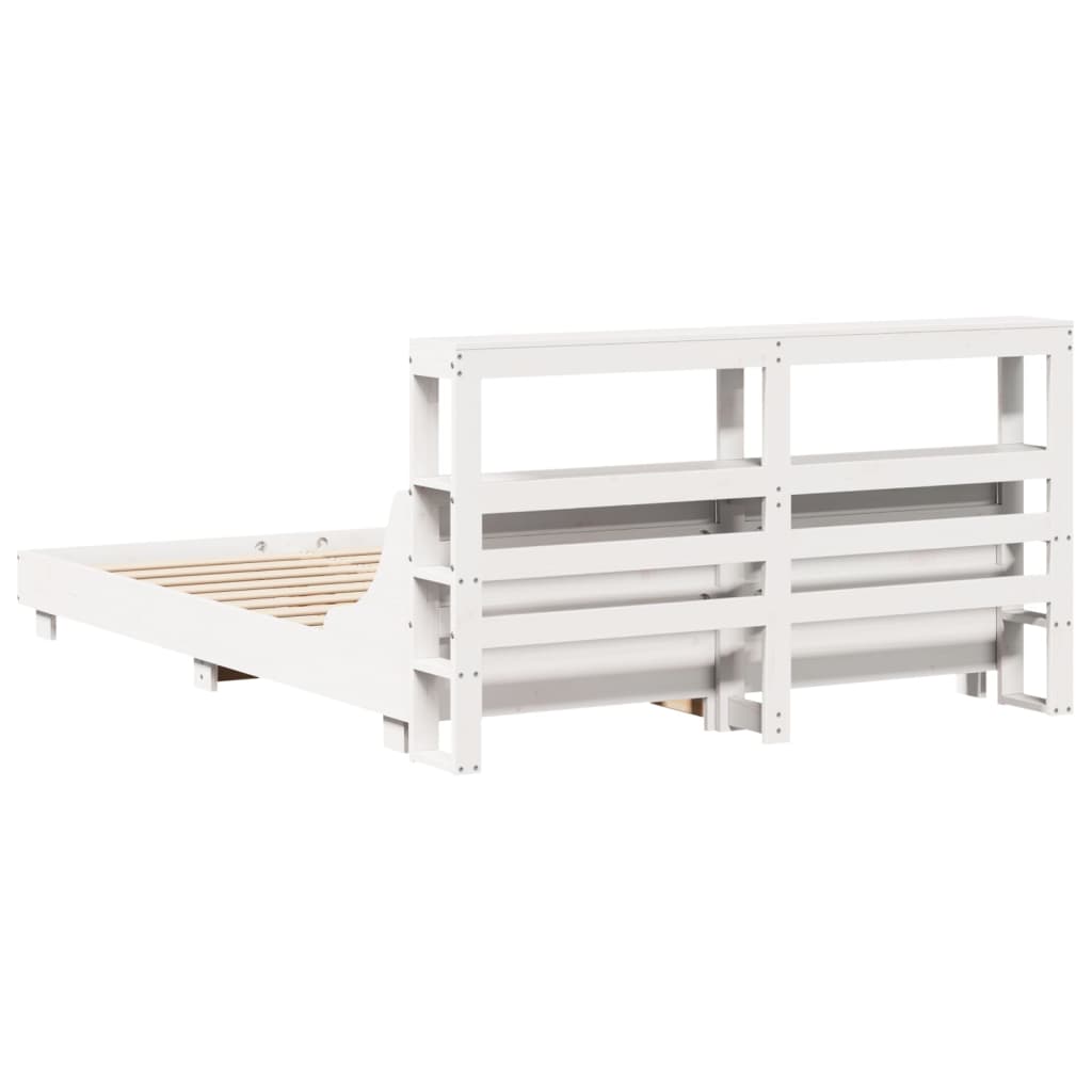 sengeramme uden madras 150x200 cm massivt fyrretræ hvid