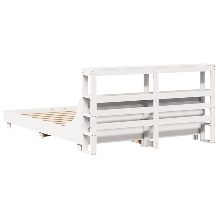 sengeramme uden madras 150x200 cm massivt fyrretræ hvid