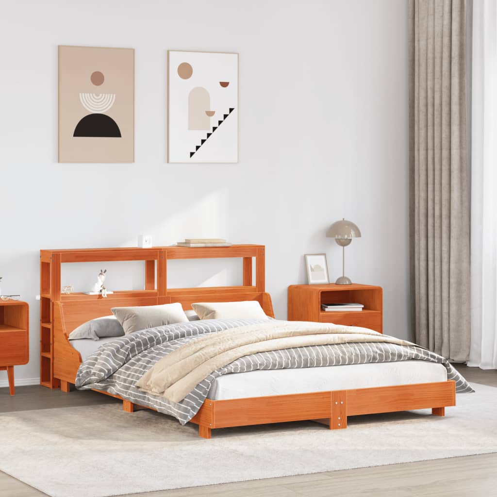 sengeramme uden madras 150x200 cm massivt fyrretræ gyldenbrun