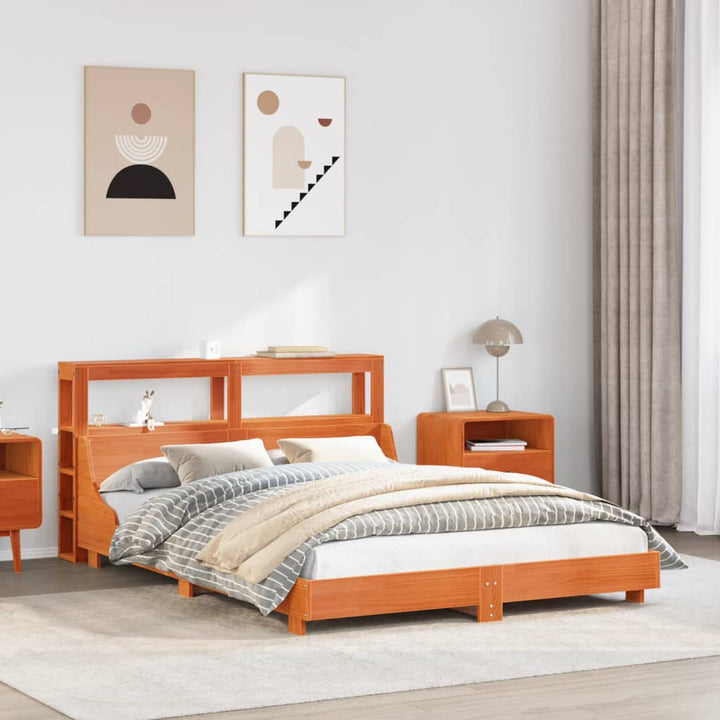 sengeramme uden madras 140x200 cm massivt fyr gyldenbrun