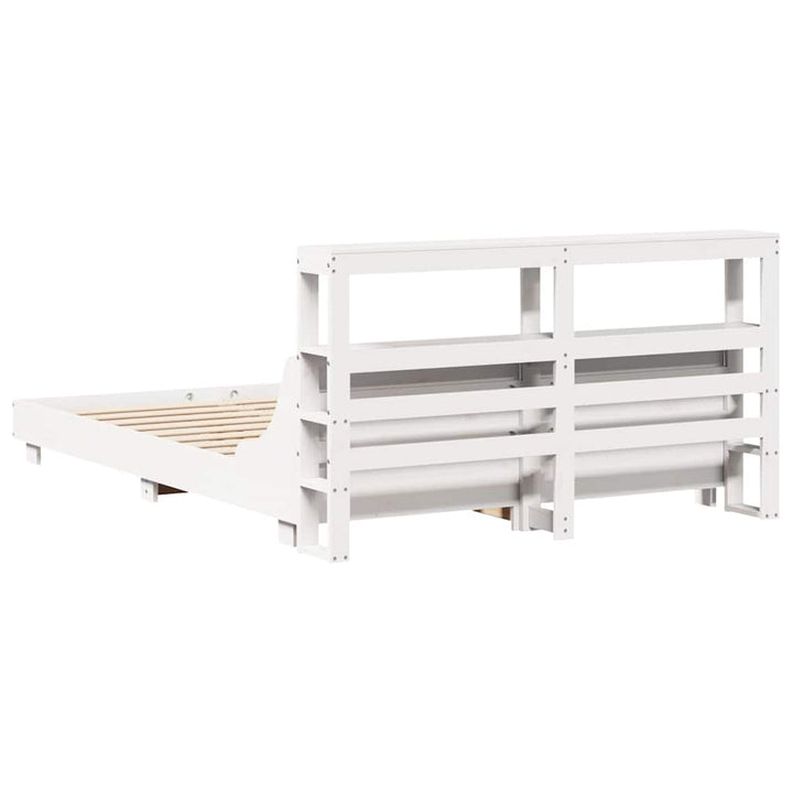 sengeramme uden madras 120x200 cm massivt fyrretræ hvid