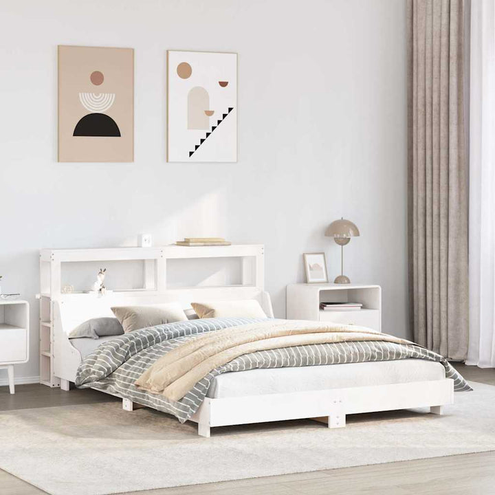 sengeramme uden madras 120x200 cm massivt fyrretræ hvid