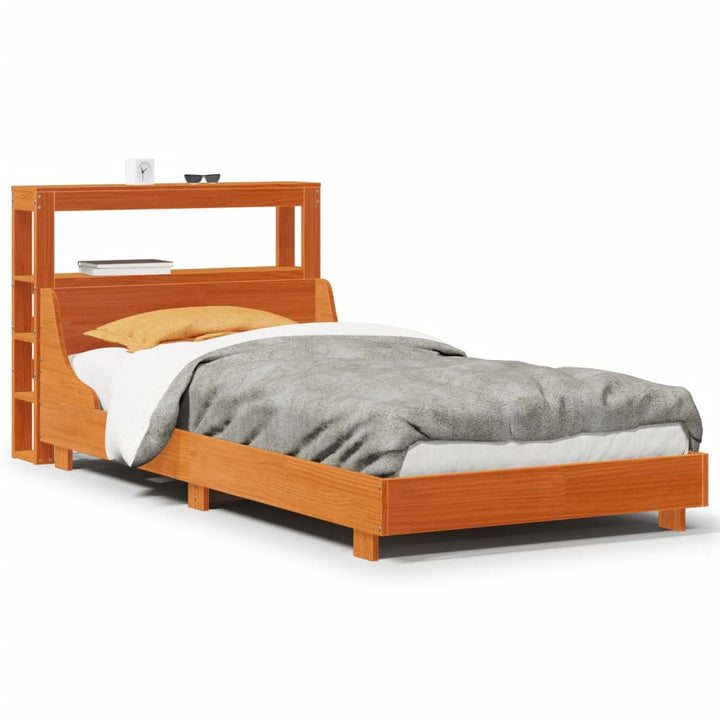 sengeramme uden madras 100x200 cm massivt fyrretræ gyldenbrun