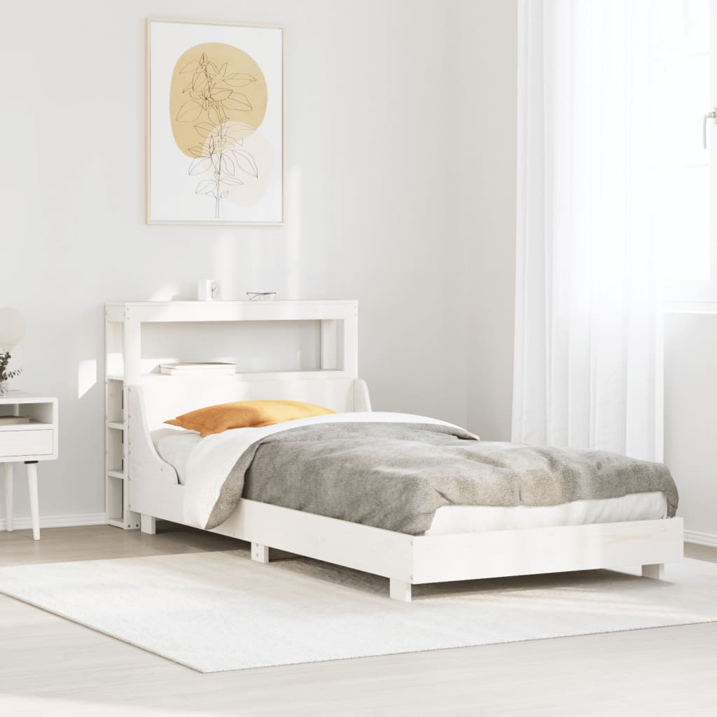 sengeramme uden madras 90x200 cm massivt fyrretræ hvid