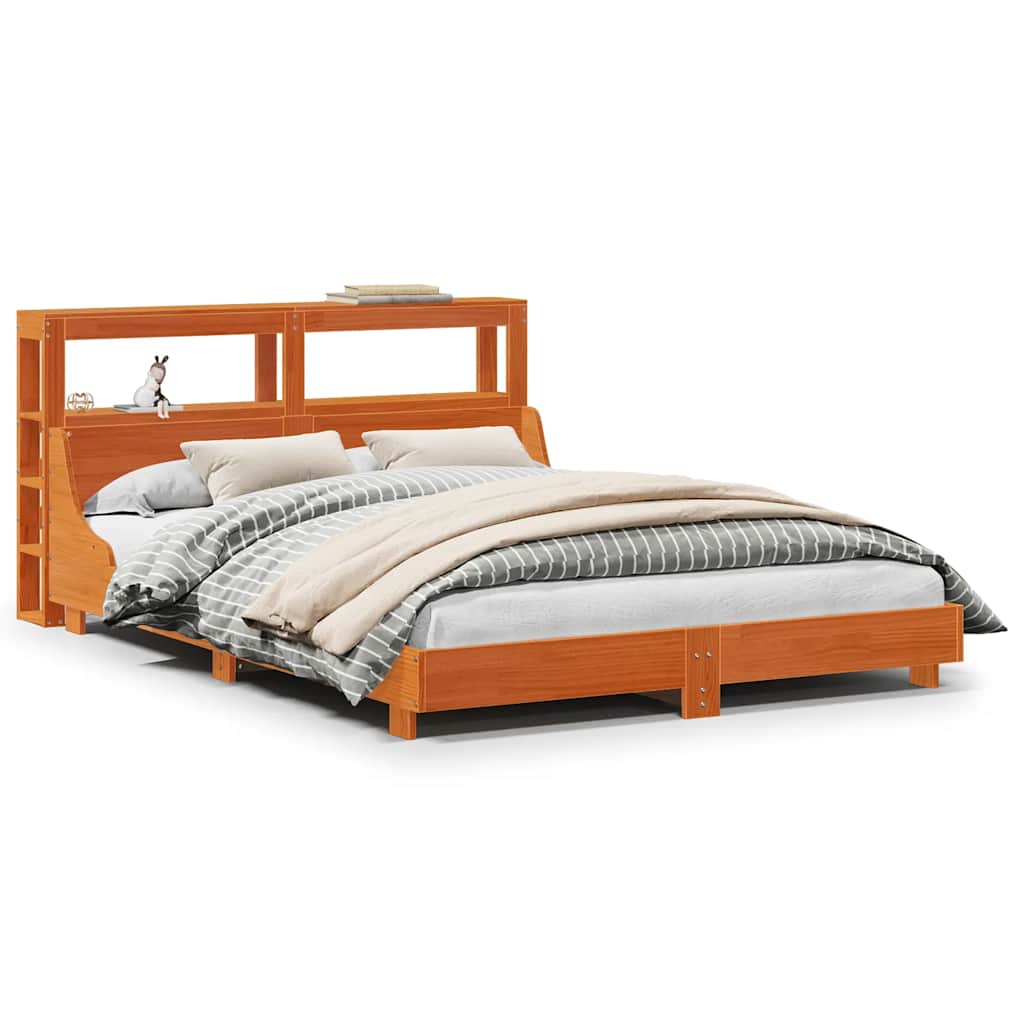 sengeramme uden madras 140x190 cm massivt fyrretræ gyldenbrun