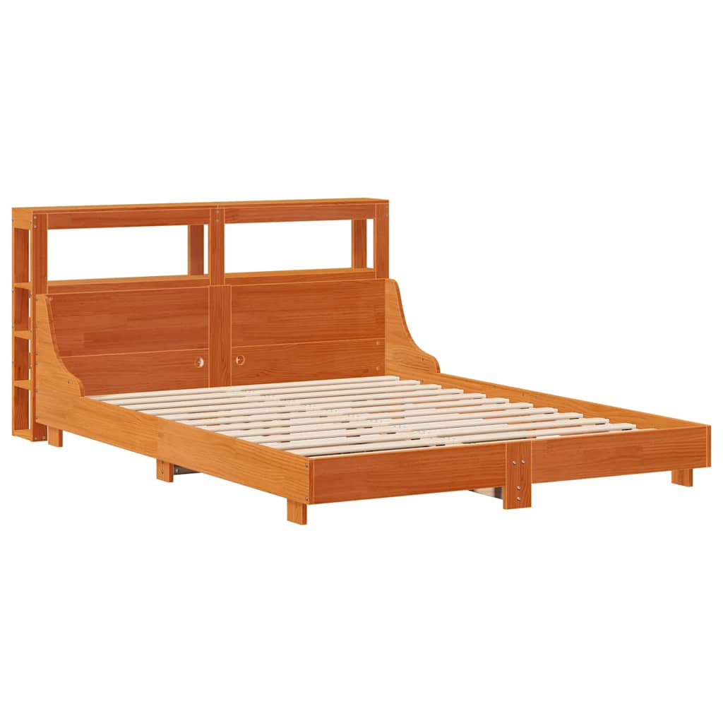 sengeramme uden madras 140x190 cm massivt fyrretræ gyldenbrun