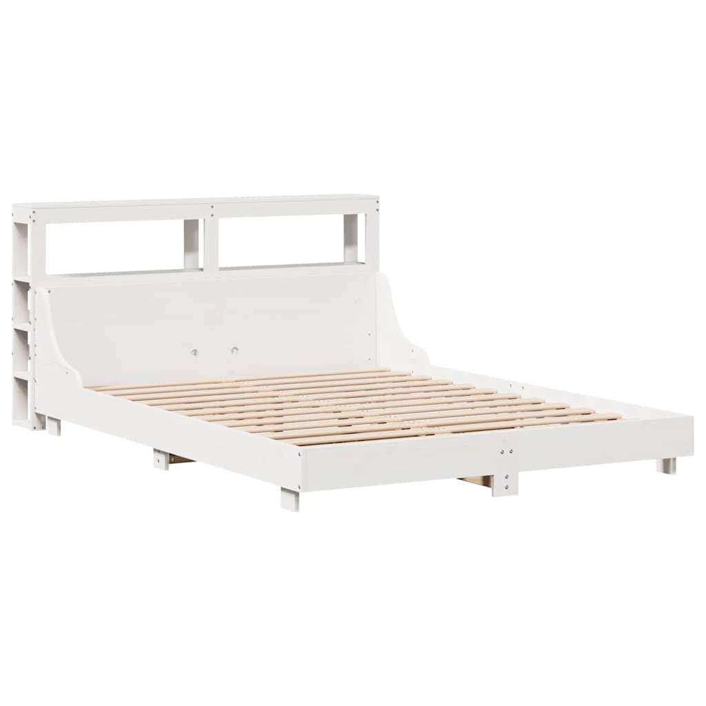 sengeramme uden madras 120x190 cm massivt fyrretræ hvid