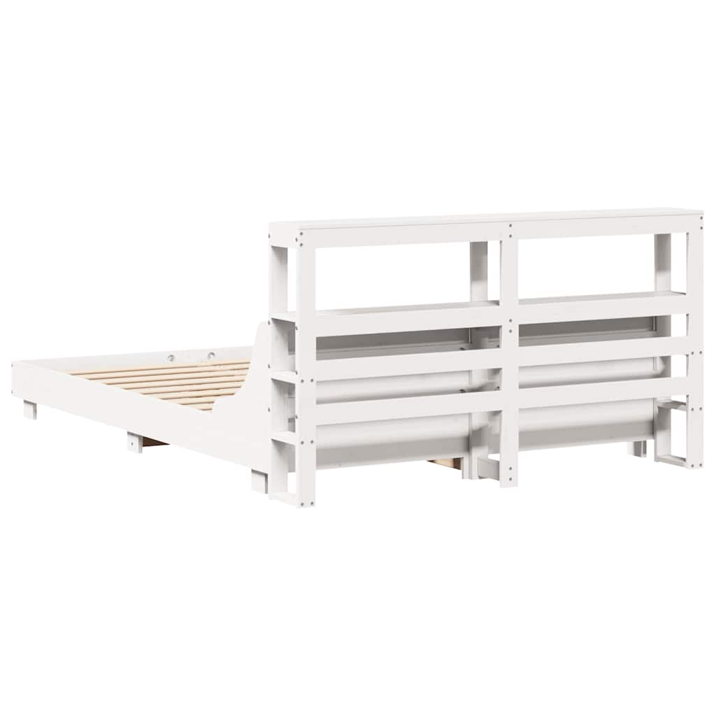 sengeramme uden madras 120x190 cm massivt fyrretræ hvid