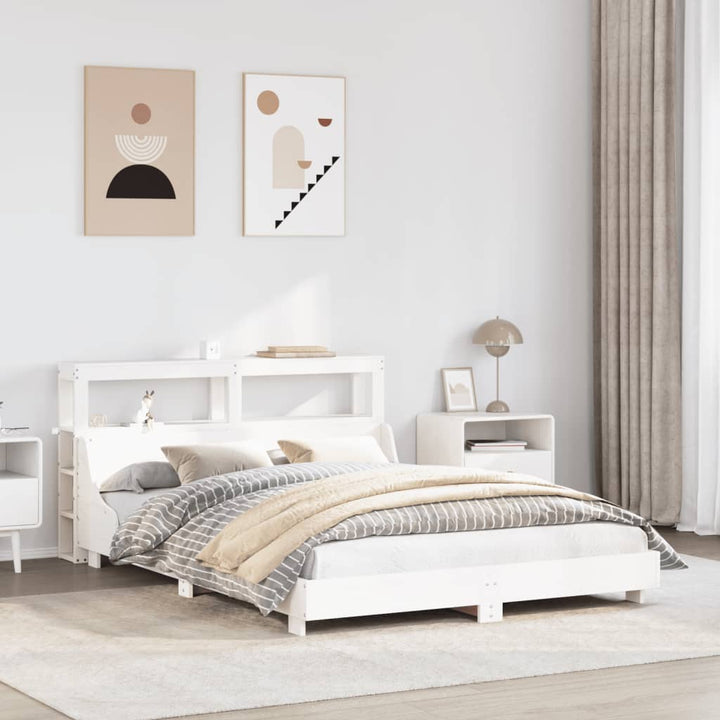 sengeramme uden madras 120x190 cm massivt fyrretræ hvid