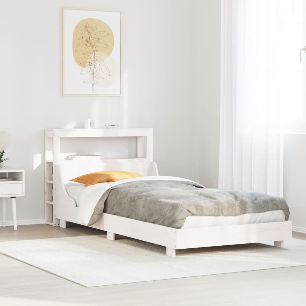sengeramme uden madras 90x190 cm massivt fyrretræ hvid