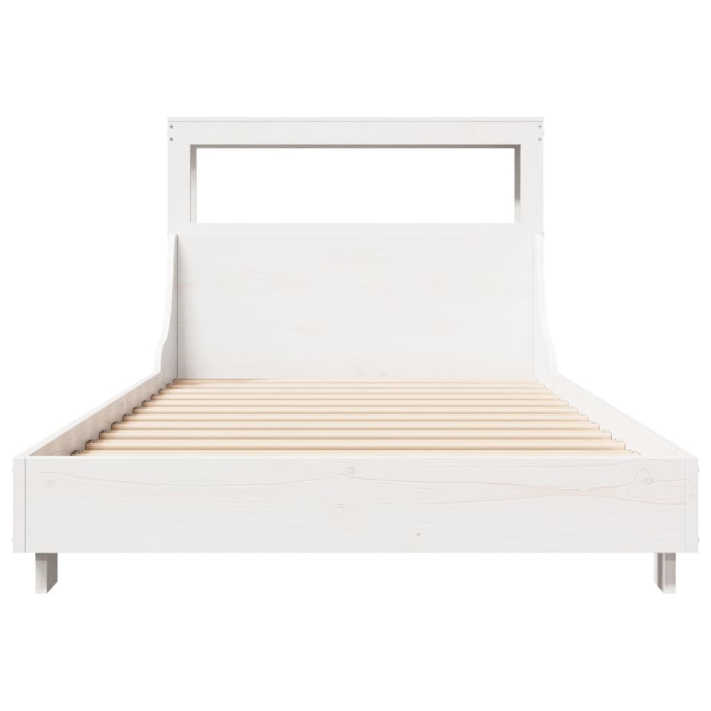 sengeramme uden madras 75x190 cm massivt fyrretræ hvid