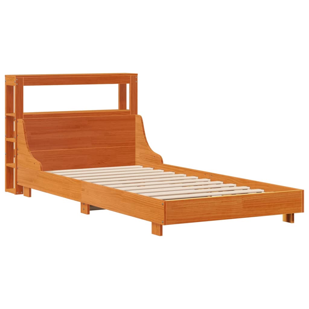 sengeramme uden madras 75x190 cm massivt fyrretræ gyldenbrun