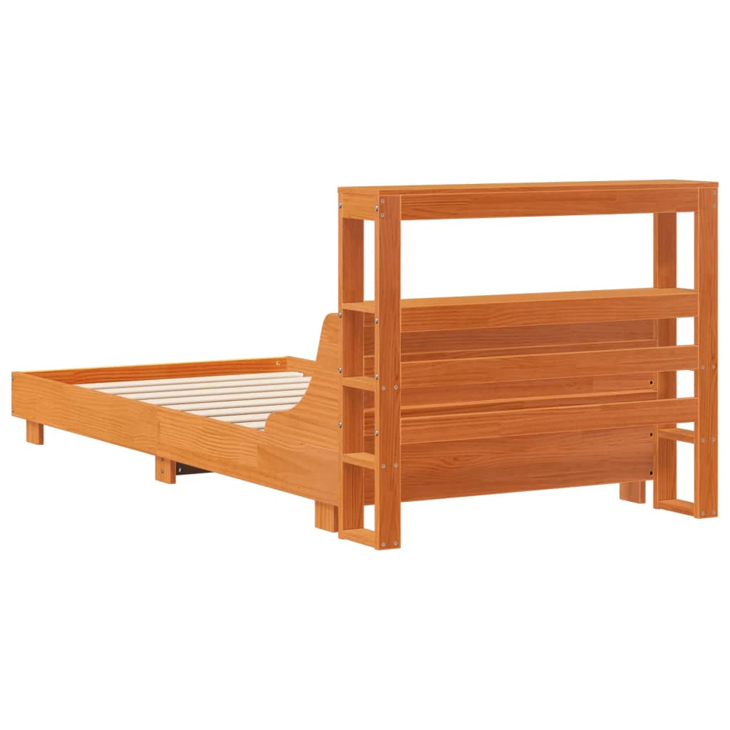 sengeramme uden madras 75x190 cm massivt fyrretræ gyldenbrun