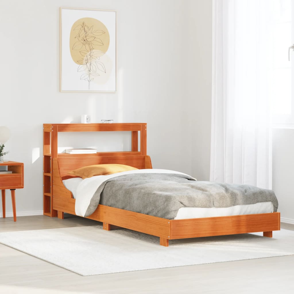 sengeramme uden madras 75x190 cm massivt fyrretræ gyldenbrun