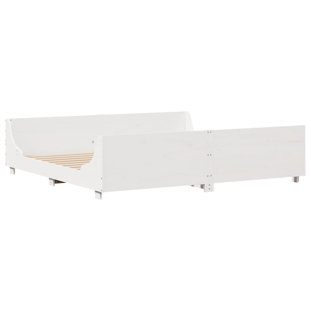 sengeramme uden madras 200x200 cm massivt fyrretræ hvid