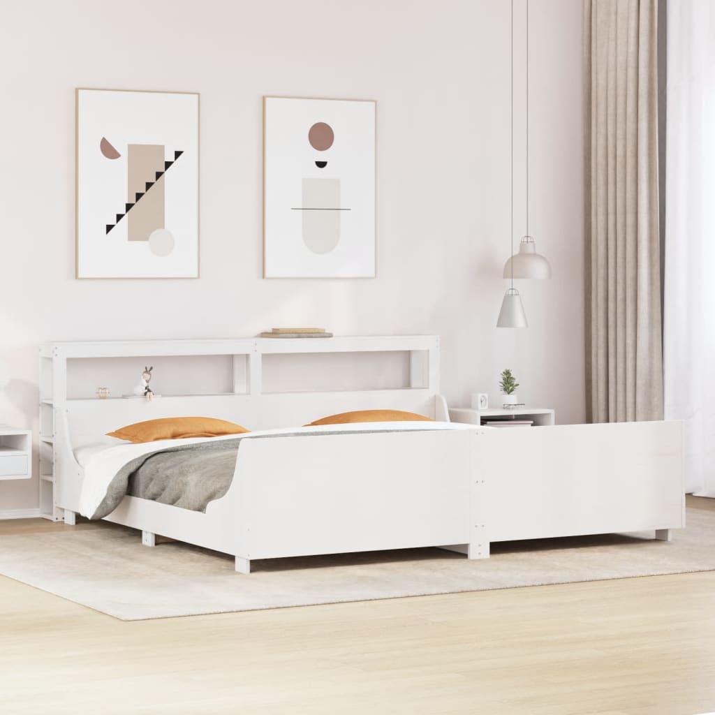 sengeramme uden madras 200x200 cm massivt fyrretræ hvid