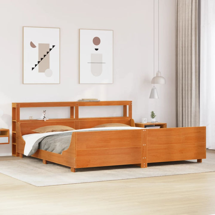 sengeramme uden madras 200x200 cm massivt fyrretræ gyldenbrun