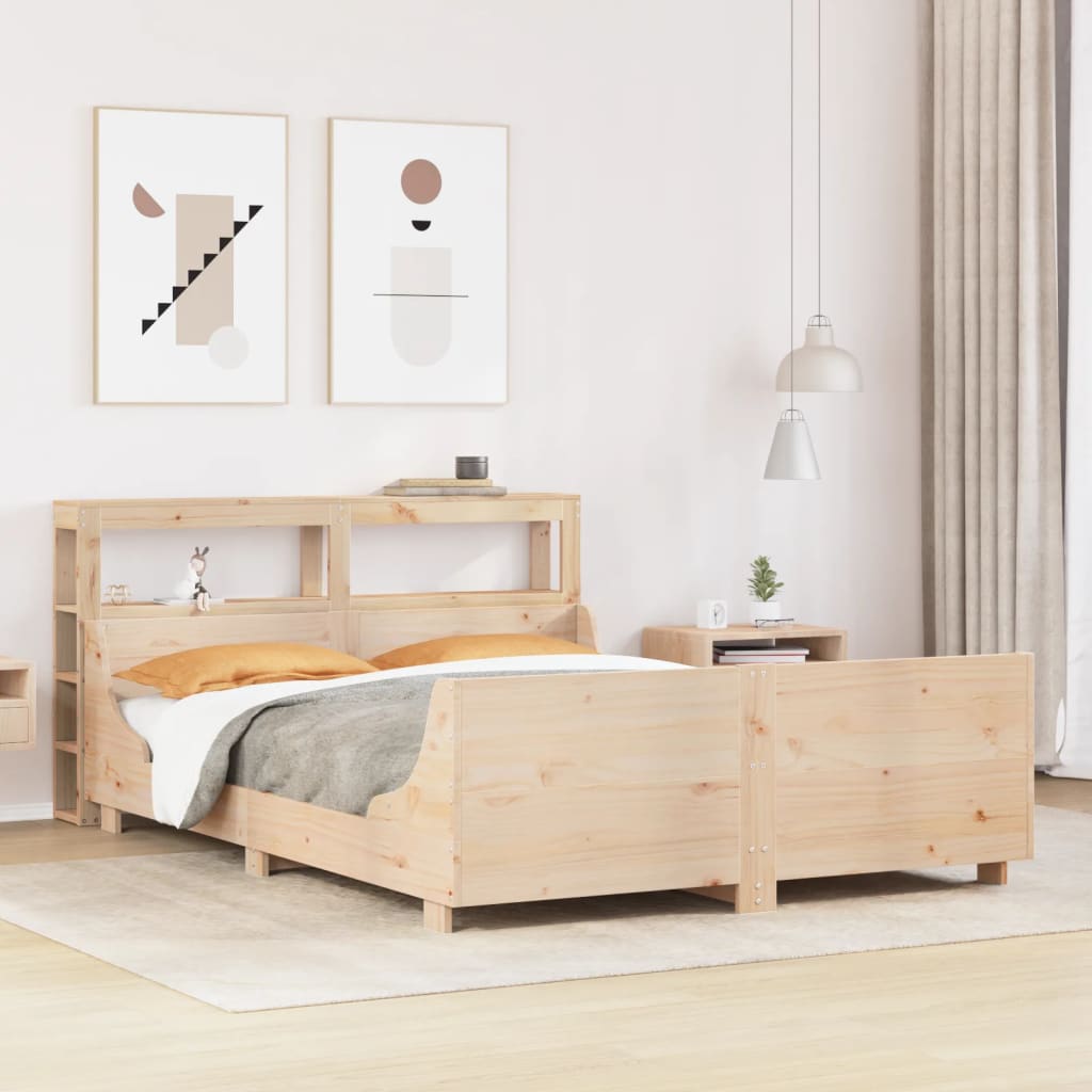 sengeramme uden madras 150x200 cm massivt fyrretræ