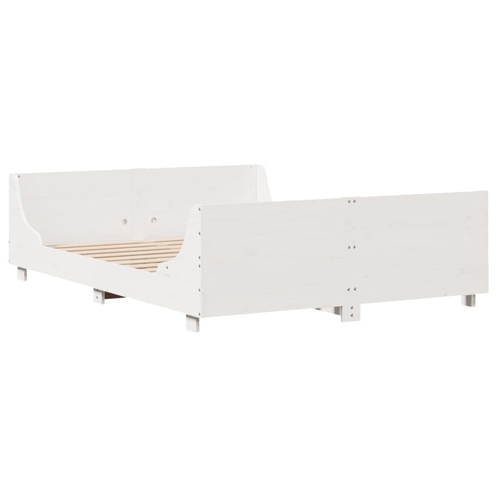 sengeramme uden madras 150x200 cm massivt fyrretræ hvid