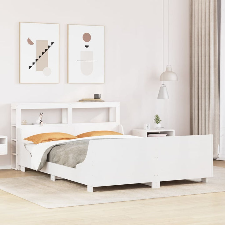 sengeramme uden madras 120x200 cm massivt fyrretræ hvid