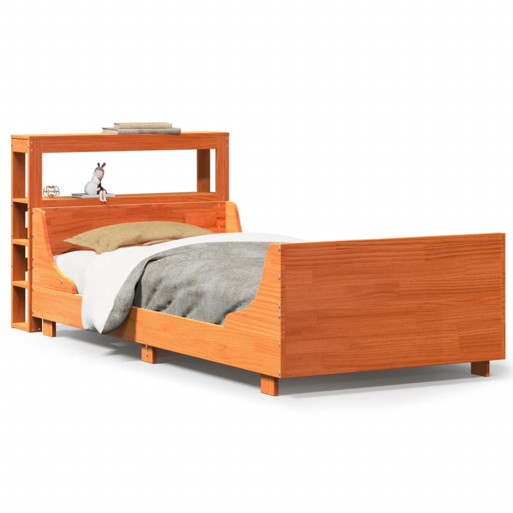 sengeramme uden madras 100x200 cm massivt fyrretræ gyldenbrun