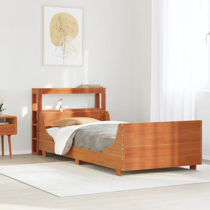 sengeramme uden madras 100x200 cm massivt fyrretræ gyldenbrun
