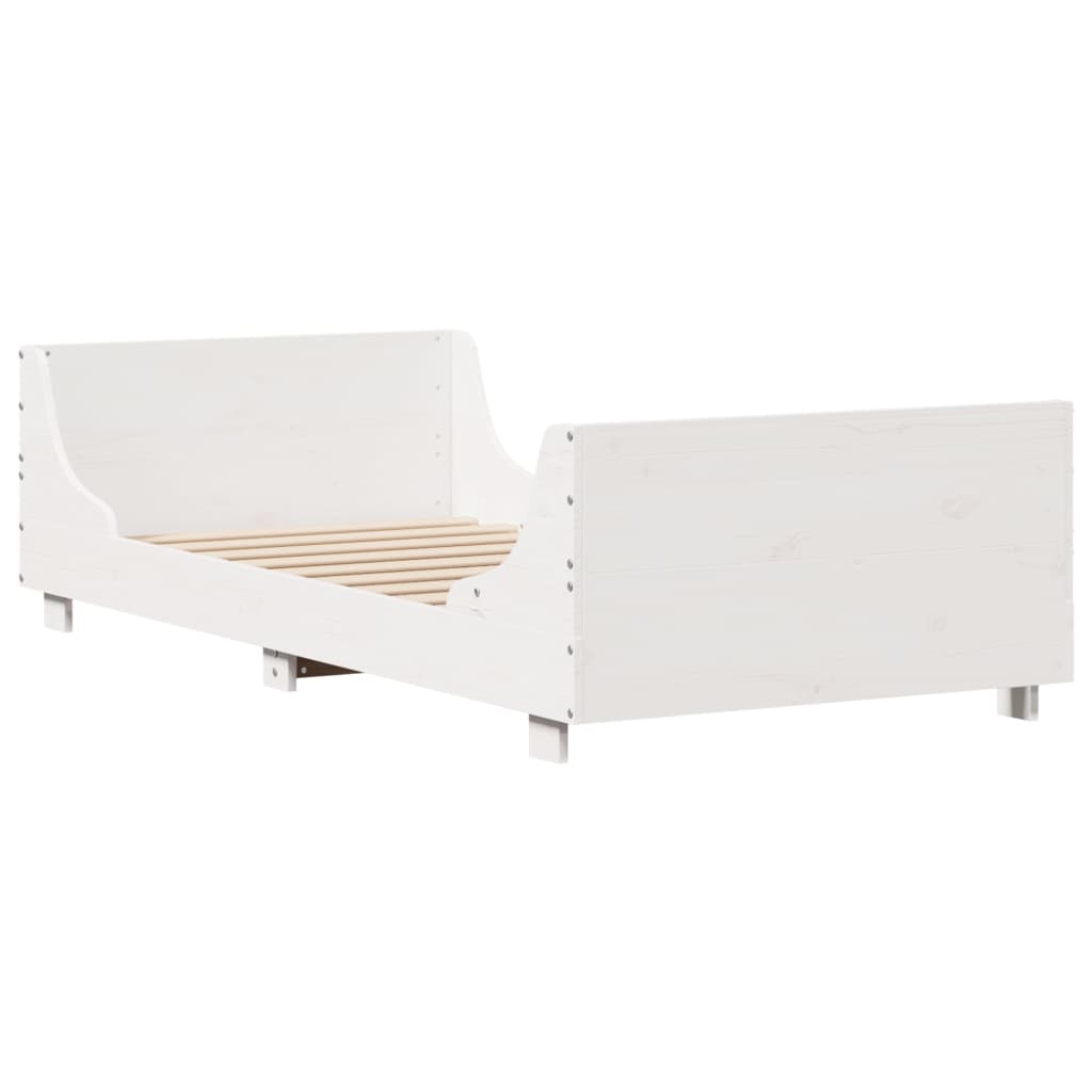 sengeramme uden madras 90x200 cm massivt fyrretræ hvid