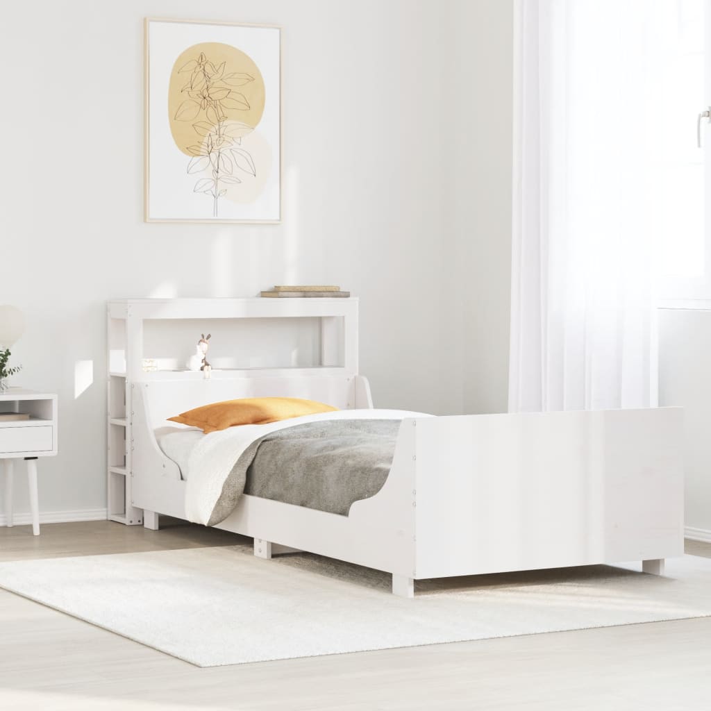 sengeramme uden madras 90x200 cm massivt fyrretræ hvid