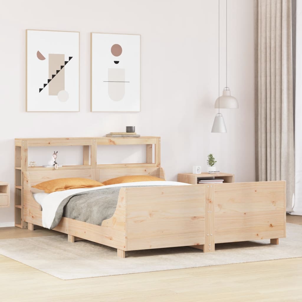 sengeramme uden madras 140x190 cm massivt fyrretræ