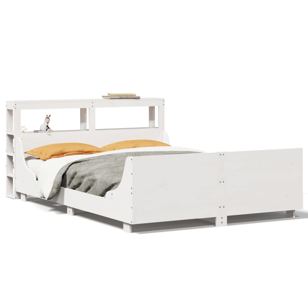 sengeramme uden madras 140x190 cm massivt fyrretræ hvid