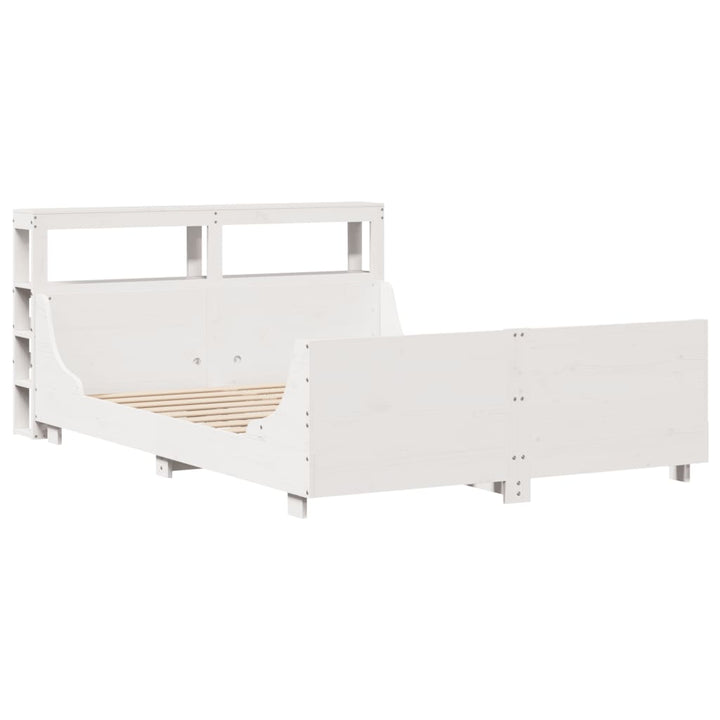 sengeramme uden madras 140x190 cm massivt fyrretræ hvid