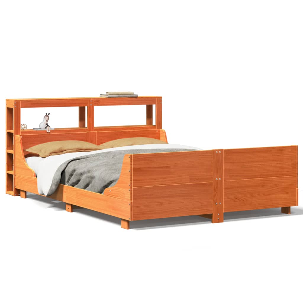 sengeramme uden madras 140x190 cm massivt fyrretræ gyldenbrun