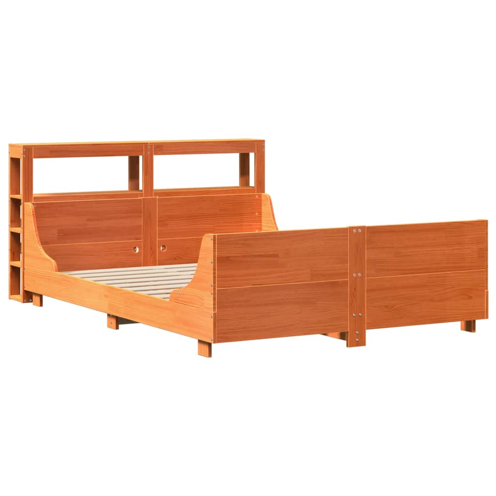 sengeramme uden madras 140x190 cm massivt fyrretræ gyldenbrun