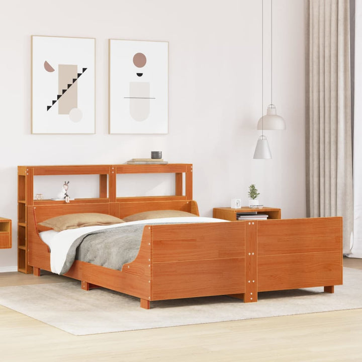 sengeramme uden madras 140x190 cm massivt fyrretræ gyldenbrun