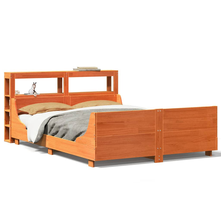 sengeramme uden madras 135x190 cm massivt fyrretræ brun