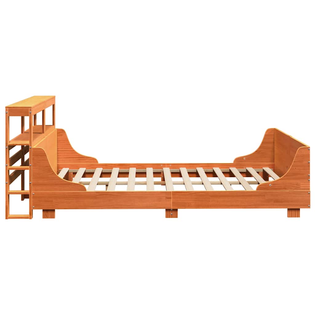 sengeramme uden madras 135x190 cm massivt fyrretræ brun